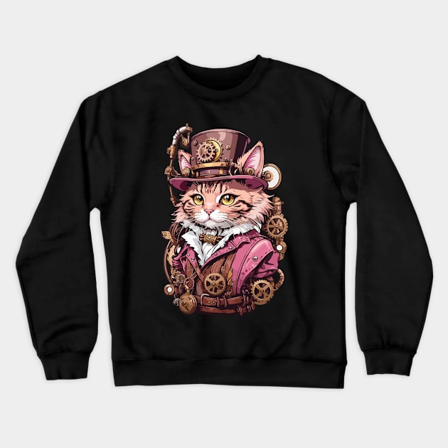 Steampunk, Cat venturer, Victorian Cat Crewneck Sweatshirt by CatCoconut-Art